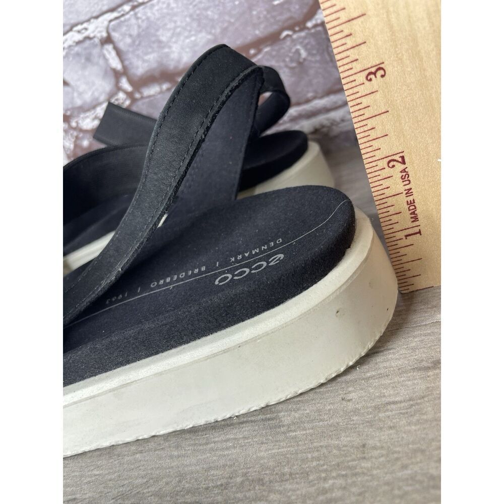 ECCO Yuma Black Nubuck Leather Stretch Wedge Strappy Sandals Women 41EU/10.5M US - Picture 8 of 16